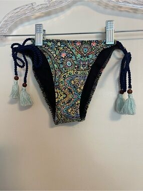Victoria's Secret Black Lined Swim Bottom with Multicolor Trim